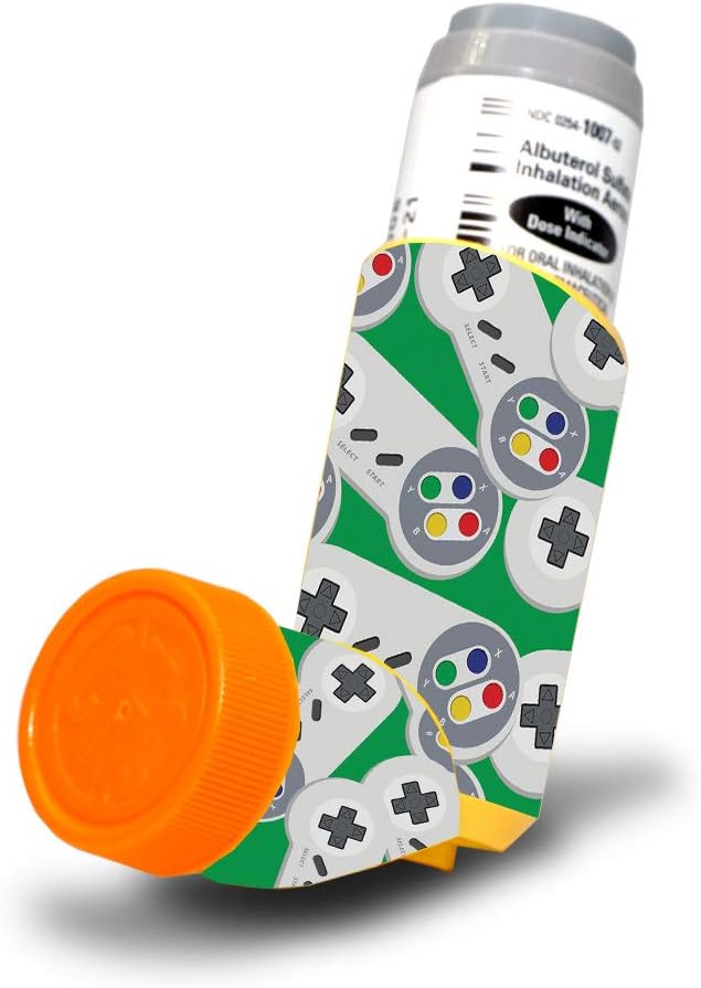 MightySkins Skin for Proventil HFA Asthma Inhaler - Retro Controllers 3--Couvercle protecteur, durable et unique en vinyle decal d'enveloppe d'application facile à appliquer, supprimer et changer de style