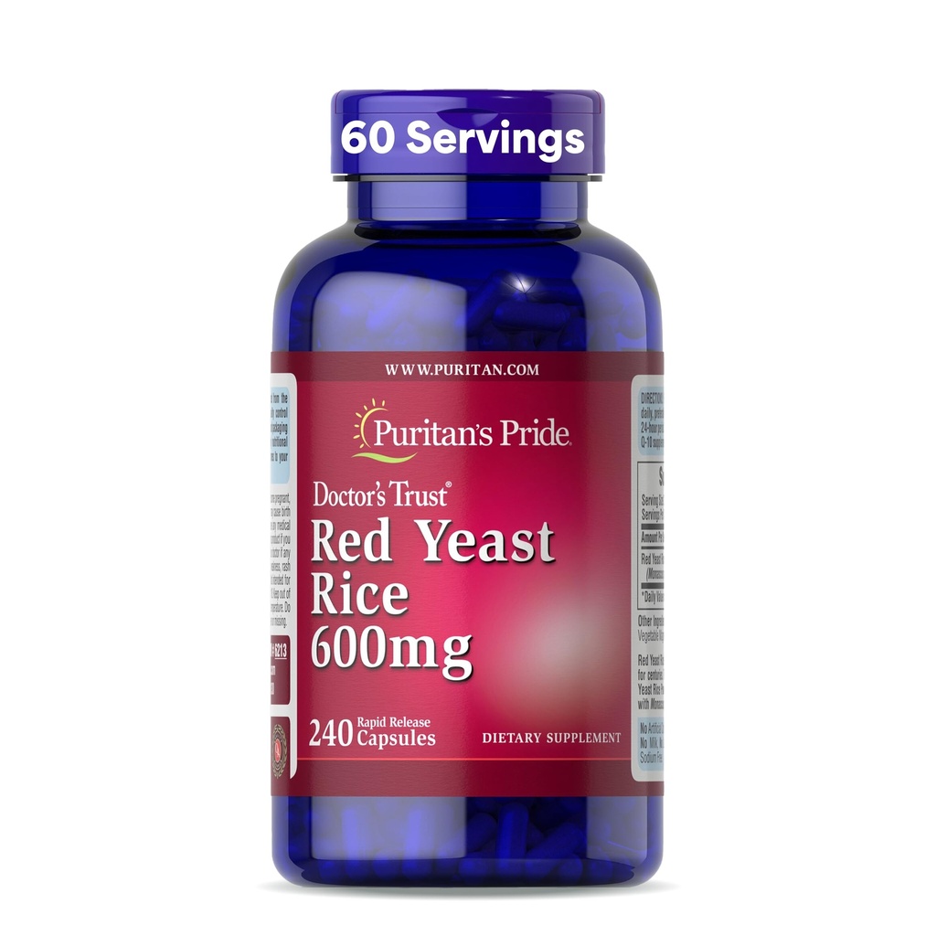 Puritan's Pride Doctors Trust® Red Yeast Rice 600mg, complément alimentaire, 240 capsules à libération rapide