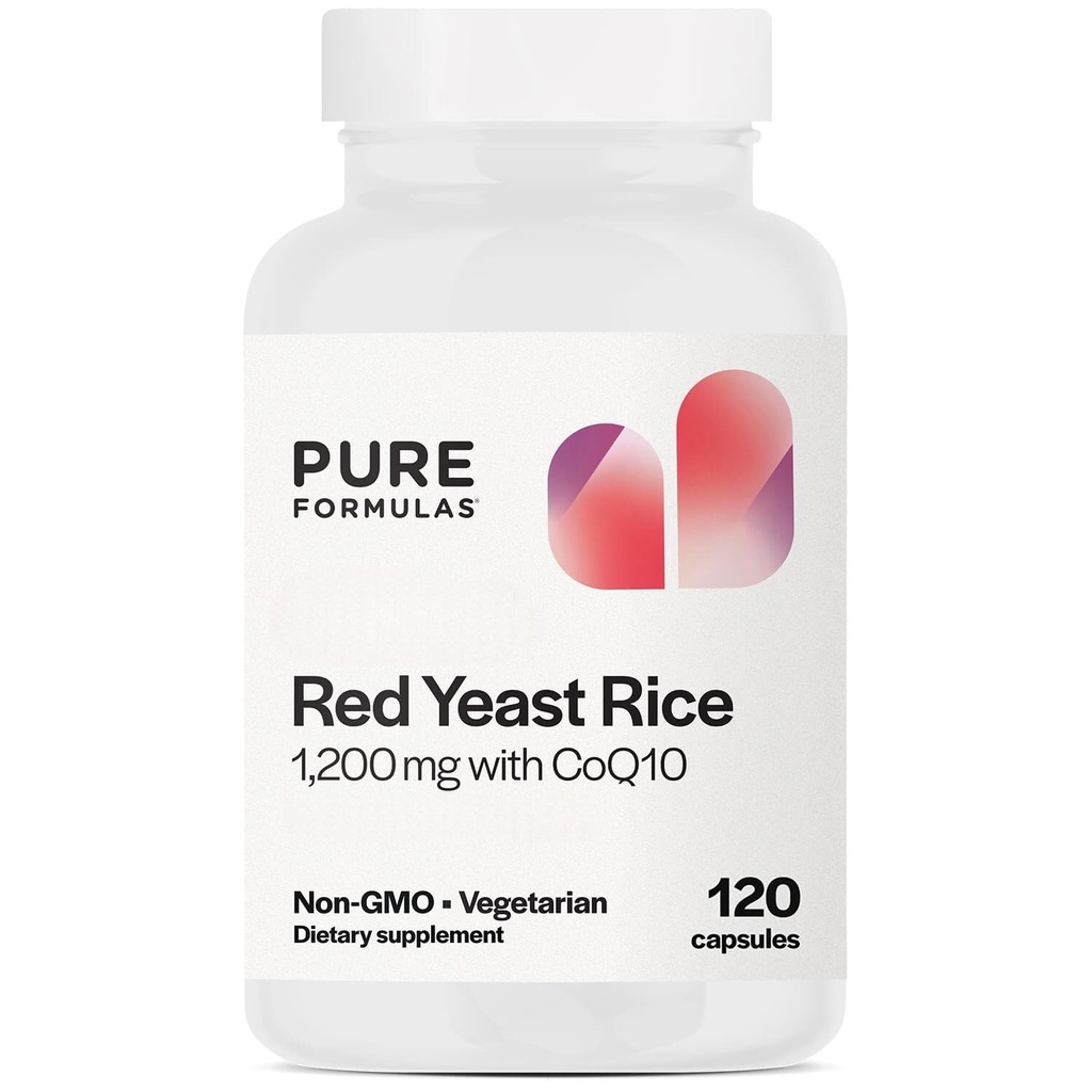 PureFormulas Extra Strength Red Yeast Rice 1200mg avec CoQ10 100mg, sans citrine, sans OGM, sans gluten, 120 capsules (2 mois d'approvisionnement)