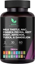 Mishas Nutraceuticals Lait Thistle Dandelion Racine, NAC et TUDCA Supplément – Soutient la santé du foie, le nettoyage du foie de la détox, du rein et du système respiratoire de la santé et de la digestion – 60 capsules véganes