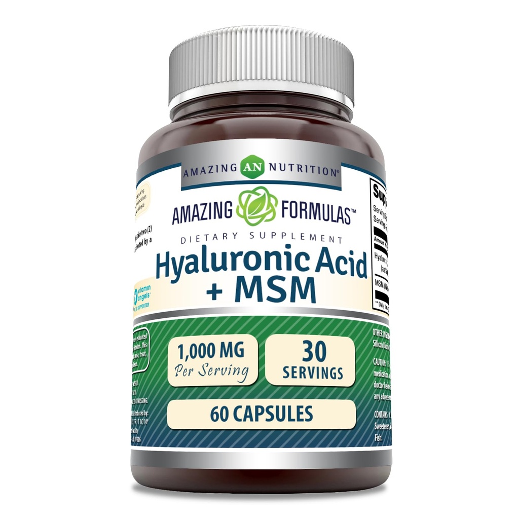 Formules étonnantes Acides hyaluroniques et supplément MSM (1000 Mg par portion)