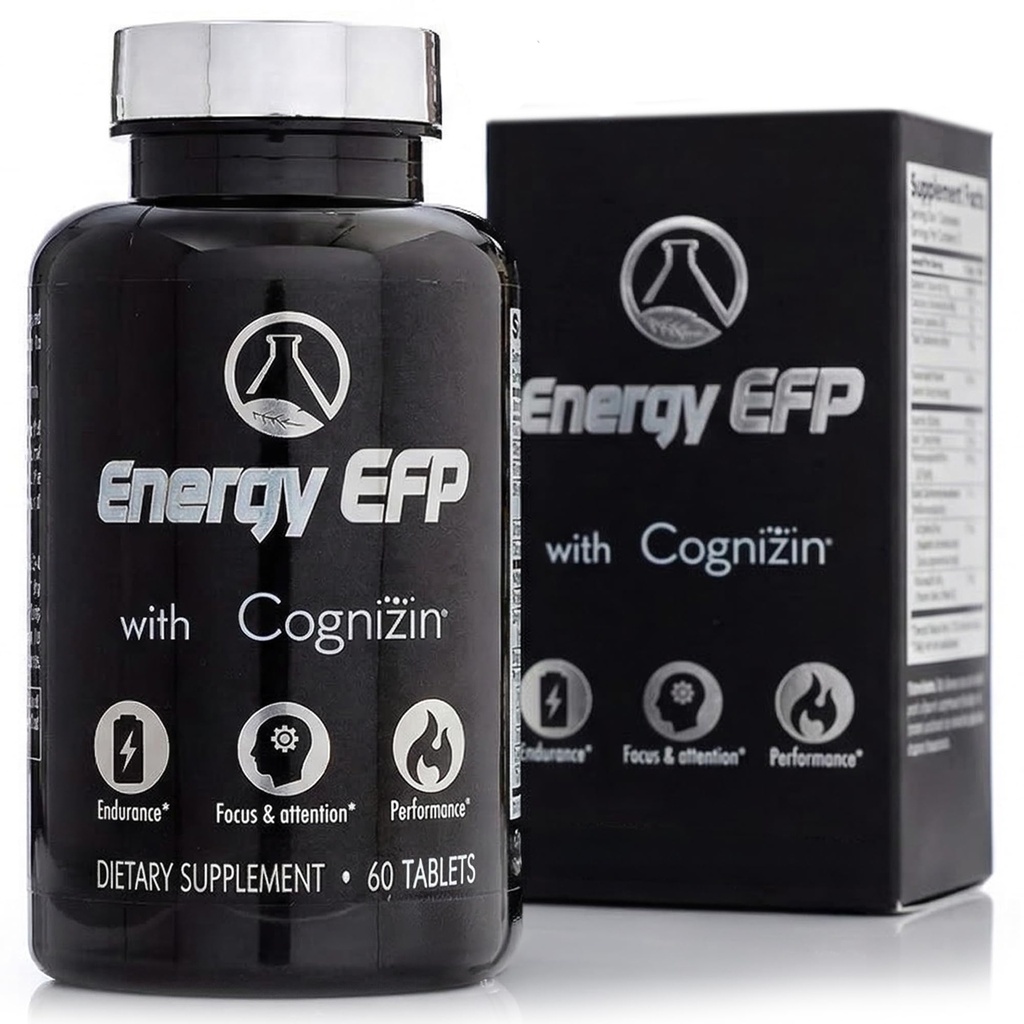 Energy EFP Cerveau Booster - Suppléments d'énergie nootrope 60Ct pour Focus & Stamine avec Citicoline, Vitamine B, Ashwagandha, L-Theanine, Ginseng