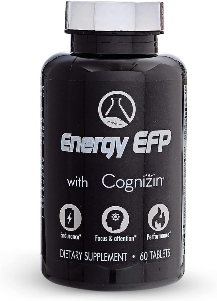 Energy EFP Cerveau Booster - Suppléments d'énergie nootrope 60Ct pour Focus & Stamine avec Citicoline, Vitamine B, Ashwagandha, L-Theanine, Ginseng