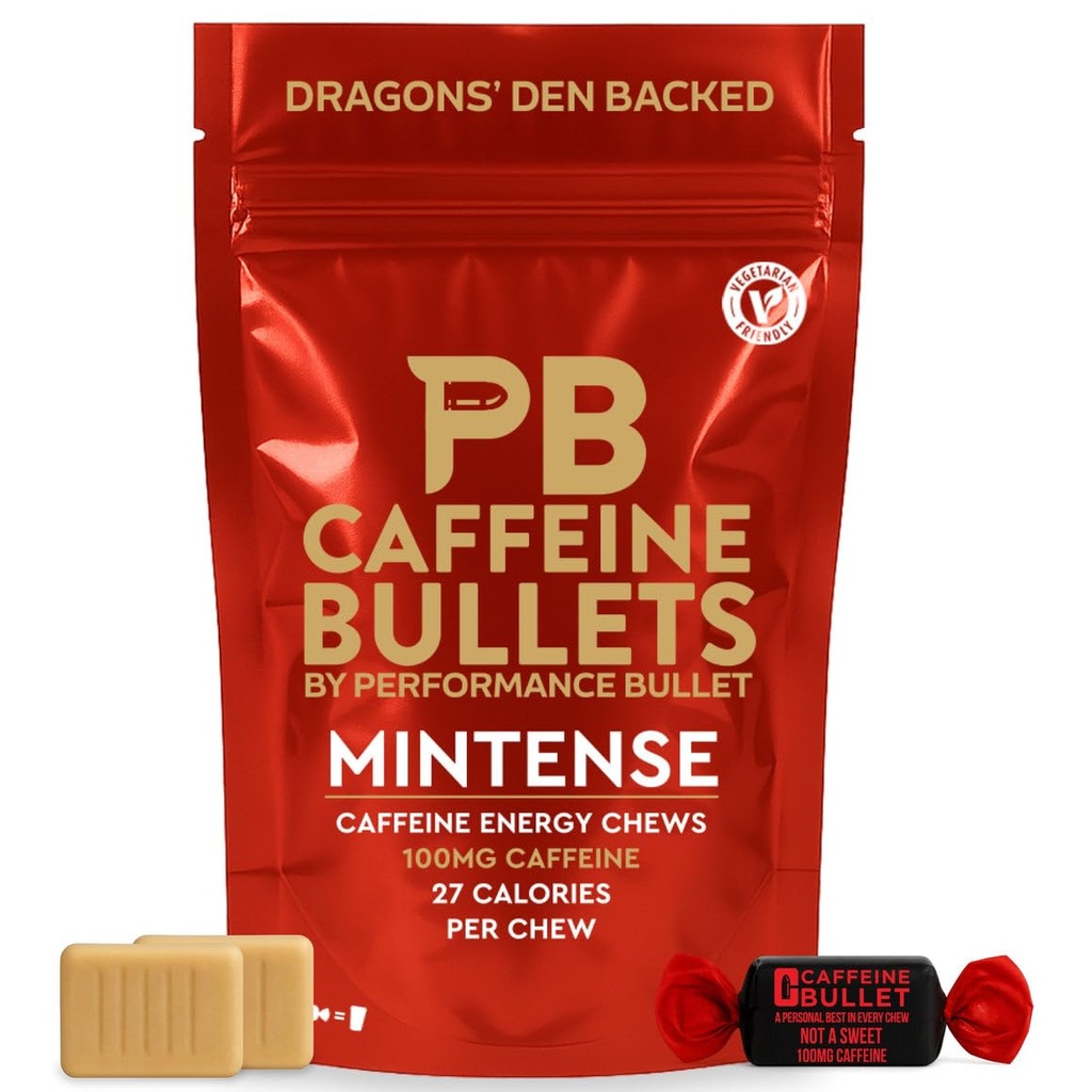 Coffeine Bullet Menthe Energy Chews *40 – Plus rapide que les gels, les comprimés et la gomme. 100mg par service - Sport Science pour la course, le cyclisme, les jeux et la pré-entraînement Endurance Kick.