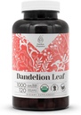 Dandelion Leaf USDA Organic 120 Capsules système digestif, supplément de haute capacité , Capsules végétariennes biologiques certifiées et Dandelion biologique (Taraxacum Officinale) Feuille séchée (120 Capsules)