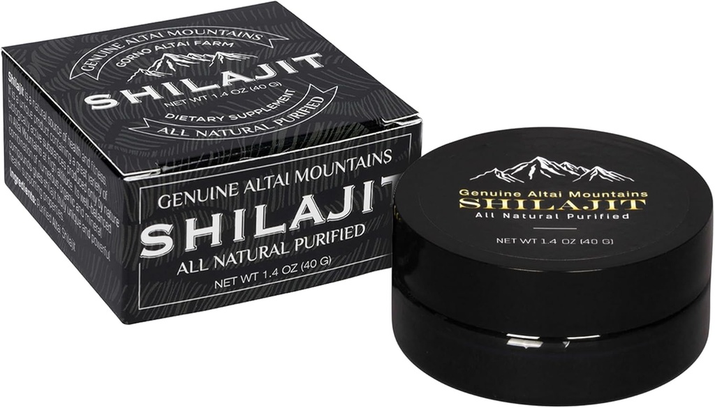 Sayan Pure Shilajit Resin 1.4oz/40g, 265 portions - Potent Organic Fulvic Acid Supplement - soutient le système immunitaire, la mémoire, la focalisation, et fournit l'énergie naturelle, detox - végétalien, non-OGM