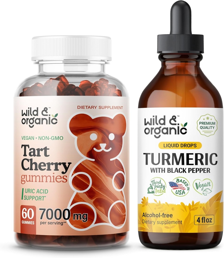 Gommies de cerises à tarte sauvage et biologique et teinture curcuma 4 fl oz