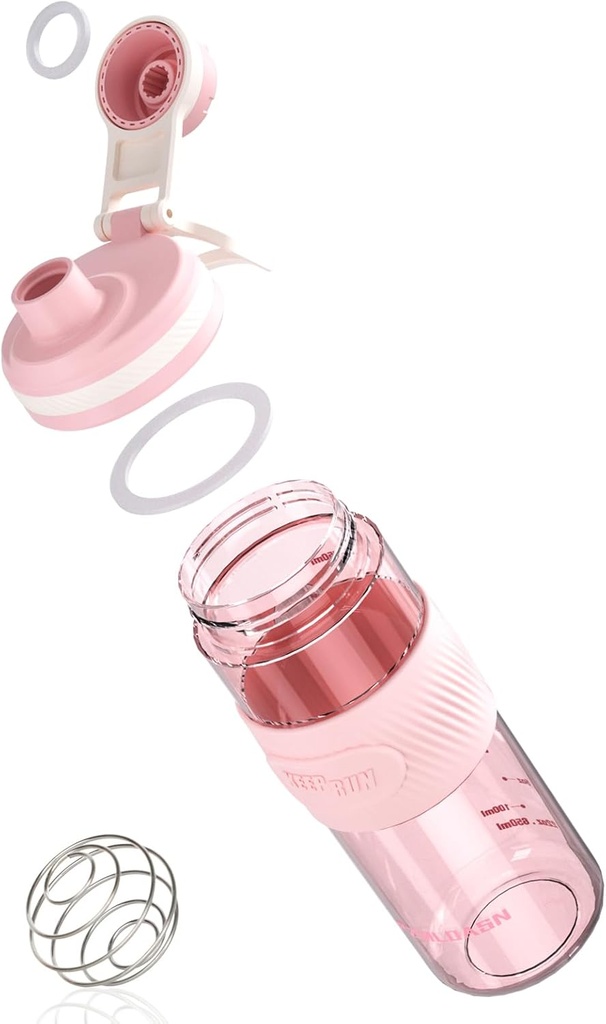 Shaker Bottle - 650ml/23oz, Durable & Leak-Proof, Perfect for Super Creamy Fitness Protein Shakes - Pink