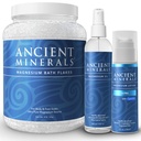 Ancient Minerals Flakes de bain de magnésium - Spray d'huile de magnésium et Lotion Ultra avec MSM - Haute efficacité d'absorption pour la relaxation, le bien-être et le soulagement musculaire