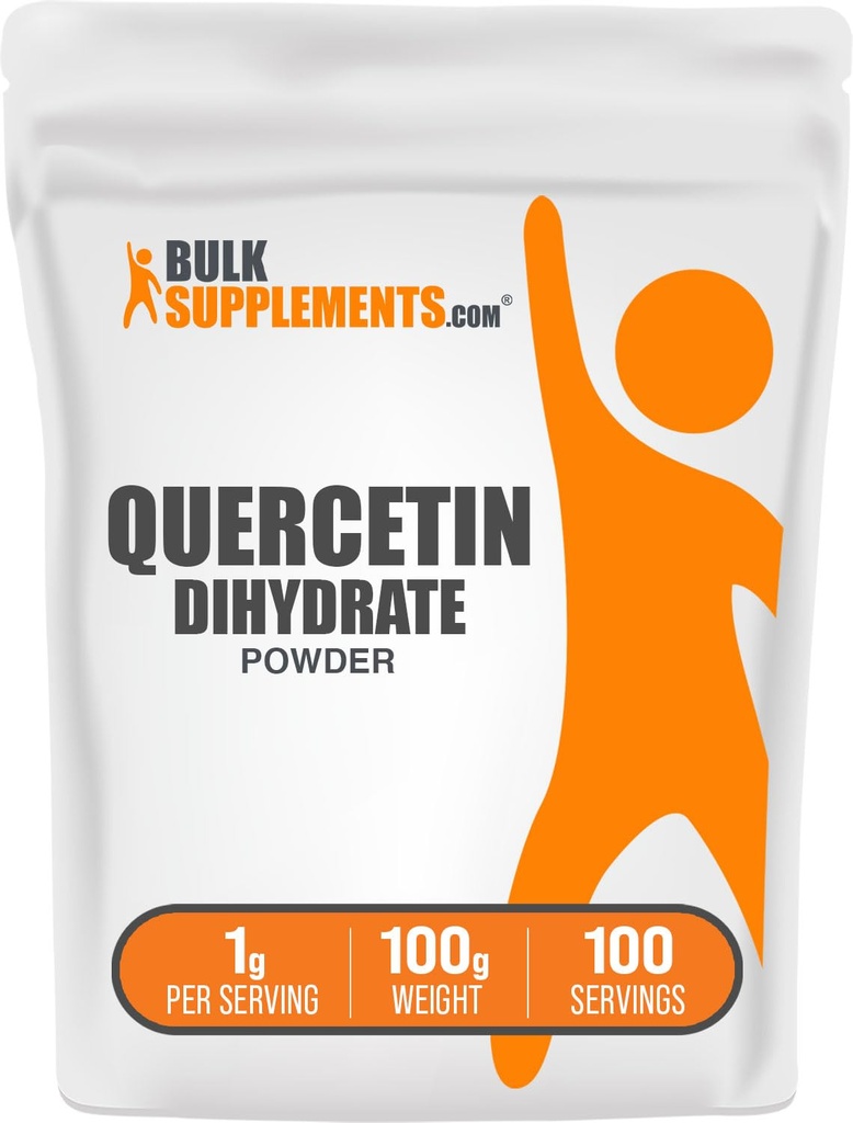 BulkSupplements.com Poudre dihydratée de Quercetin - Suppléments de Quercetin, source d'antioxydants - Vegan & sans gluten, 1g par portion, 100g (3.5 oz) (paquet de 1)
