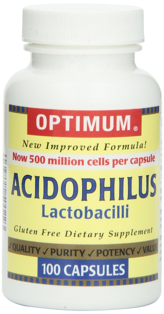 Optimum Acidophilus Lactobacilli Capsules, 100 Nombre