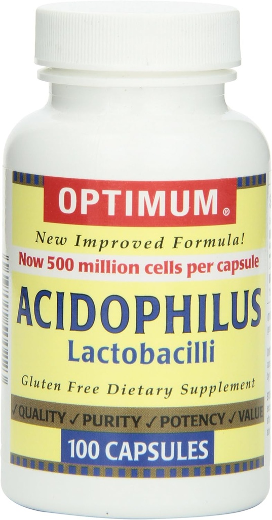 Optimum Acidophilus Lactobacilli Capsules, 100 Nombre