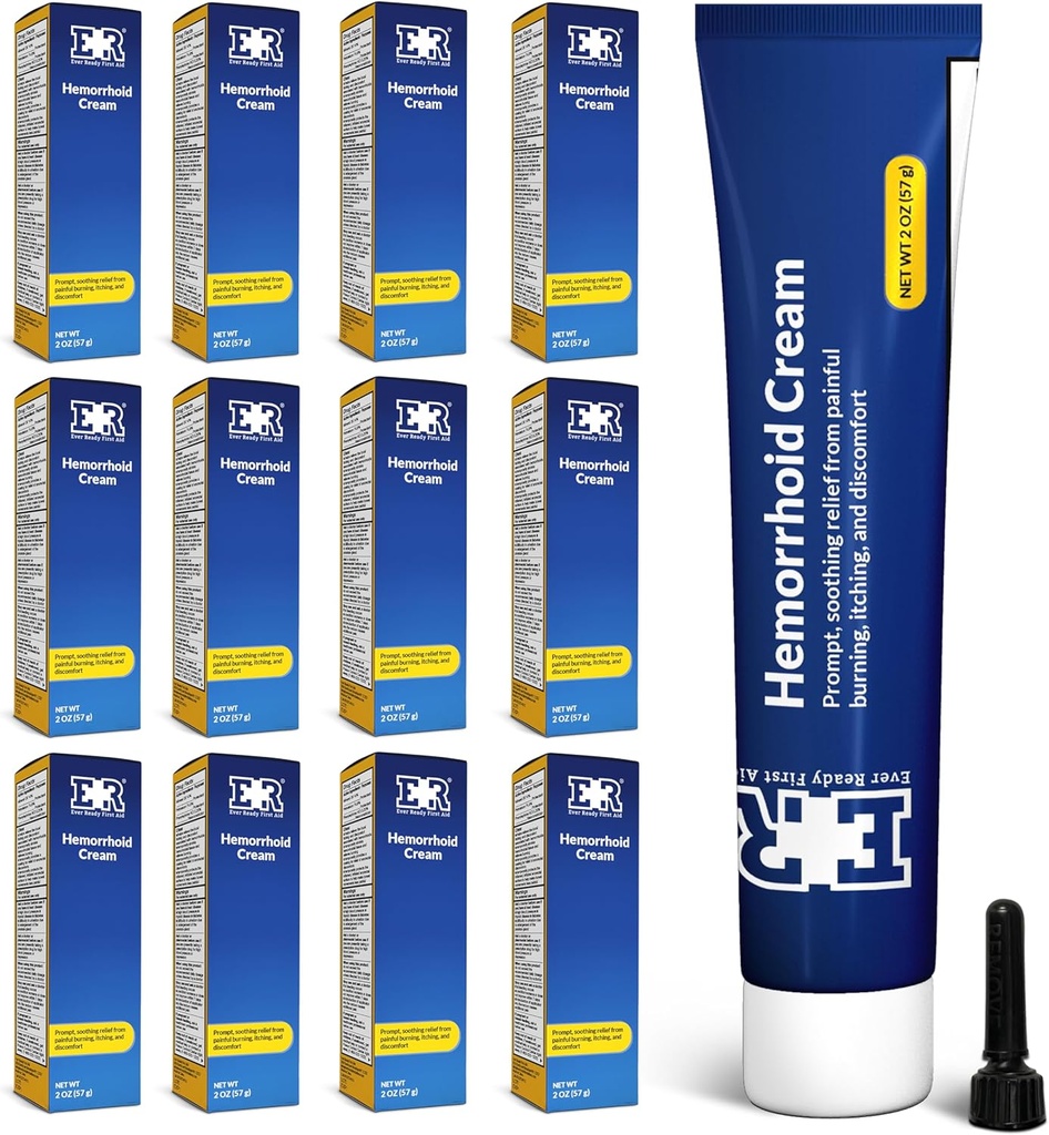 Onguent de soulagement de la douleur hémorroïde - Traitement d'action rapide pour les démangeaisons, gonflements et soulagement maximal de la douleur, 2 oz (57g) par tube - 12 paquets