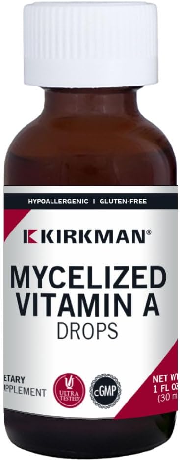 Kirkman - Mycelized Vitamin A Liquid - 30ml - Vitamine essentielle - Soutient la santé immunitaire - Hypoallergénique