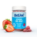 Gommies BeLive Vitamine D3 avec B12 Vitamines - 60 Ct I Immmune Soutien Gommies avec Vitamine Vegan B12 & D3, Fournit une force osseuse et musculaire améliorée, la santé cardiaque et l'énergie - Flaveur de fraises