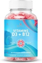 Gommies BeLive Vitamine D3 avec B12 Vitamines - 60 Ct I Immmune Soutien Gommies avec Vitamine Vegan B12 & D3, Fournit une force osseuse et musculaire améliorée, la santé cardiaque et l'énergie - Flaveur de fraises