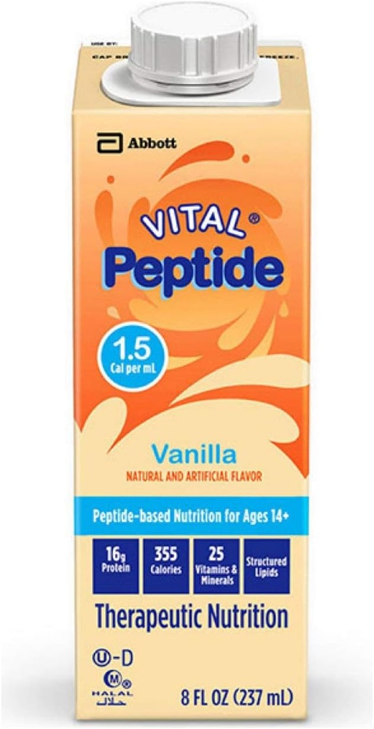 1.5 Cal, 24 Compte, formule nutritionnelle complète et équilibrée pour les personnes âgées de 14 ans et plus ayant des conditions d'IG, avec 16g de protéines et de prébiotiques, pour l'alimentation orale ou tubulaire, Vanille, 8-fl-oz Carton
