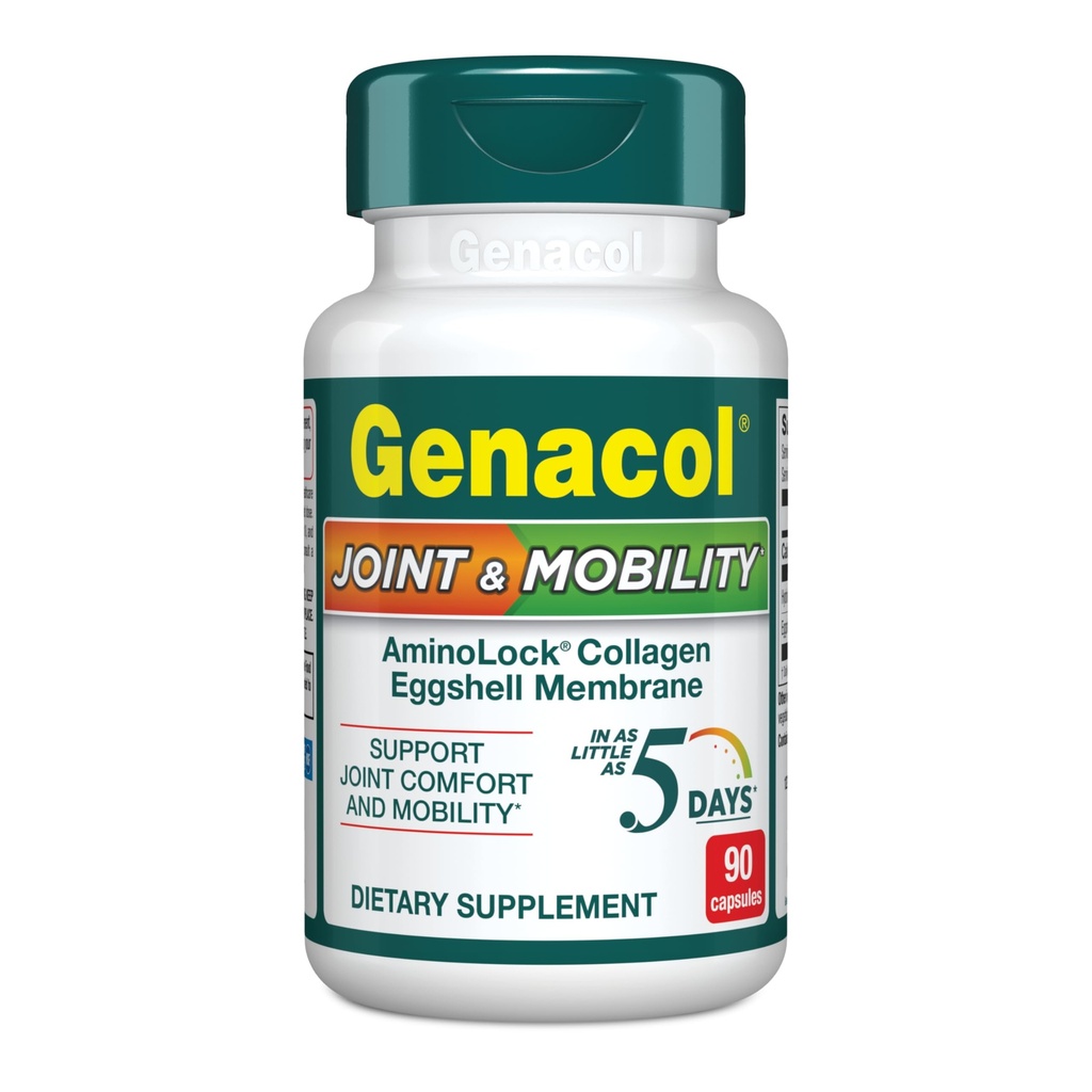 Genacol Joint & Mobility – Membrane de coquille d'oeuf et peptides de collagène ultra-hydrolysés, confort et mobilité des articulations de soutien, résultats aussi peu que 5 jours, 90 capsules (30 jours d'approvisionnement)
