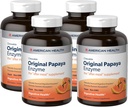 American Health Original Papaya Enzyme - 600 comprimés à croquer, paquet de 4 - Le supplément après-repas - non-OGM, végétalien - 800 Total des services