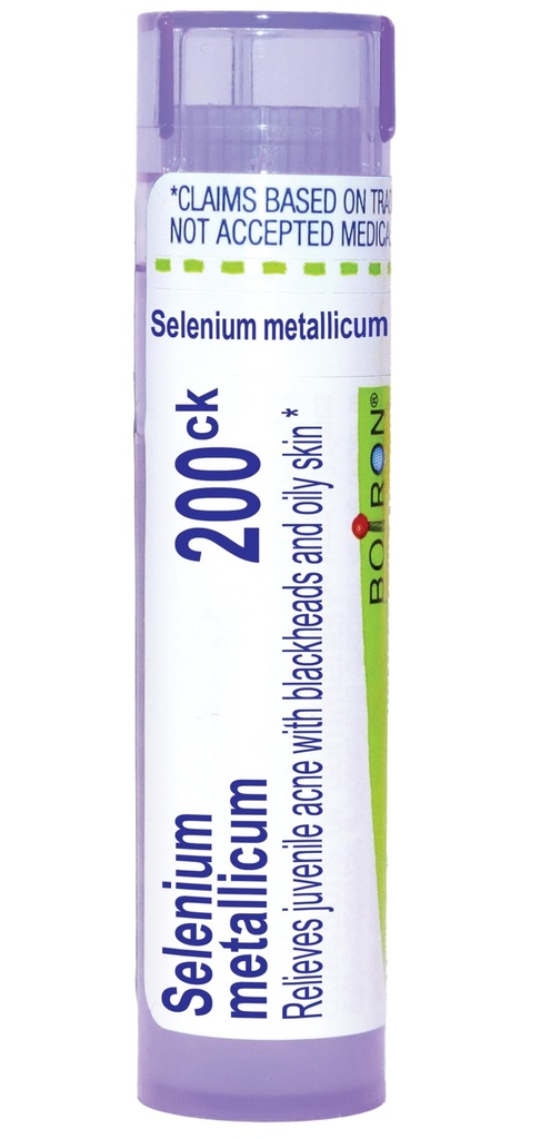 Boiron Sélénium Metallicum 200Ck pour l'acné juvénile avec tête noire - 80 Pellets