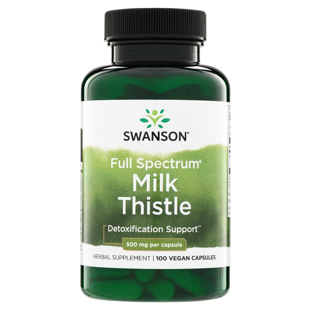 Swanson Lait à spectre complet Thistle foie Supplément santé pour les adultes qui cherchent la désintoxication naturelle et le soutien antioxydant - 500 mg (100 capsules véganes)