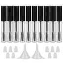 GTHER 10PCS 10ML bouteille de tube de mascara vide avec baguette de cils, inserts en caoutchouc et entonnoirs pour huile de ricin / huile de croissance, bricolage récipient à crème avec bouchon, noir