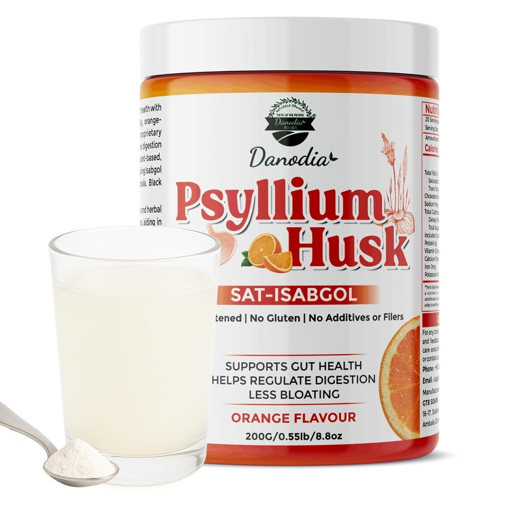 Danodia Foods Bio Psyllium Husk Poudre d'orange doux, 200g (8.8oz)