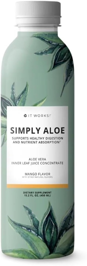 Ça marche ! Simply Aloe - Mango Flavor - 15,2 Fl Oz - Boissons rafraîchissantes et nutritives - Aloe Vera Inner Leaf Juice Concentrate - Soutient la digestion saine, l'absorption des nutriments et le bien-être général