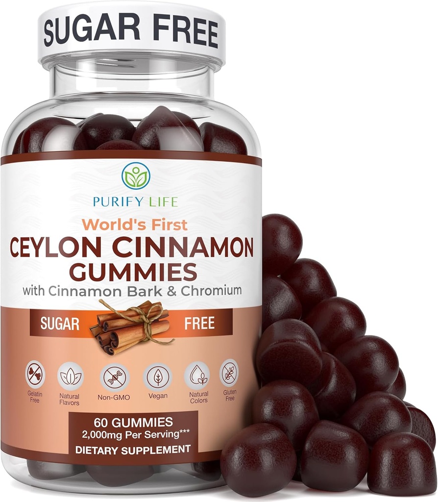 Supplément cannelle Ceylan sans sucre pour la santé du cerveau, végétalien, sans gluten, remplacer les capsules cannelle Ceylan, pilules, poudre, extrait (60 Chews)