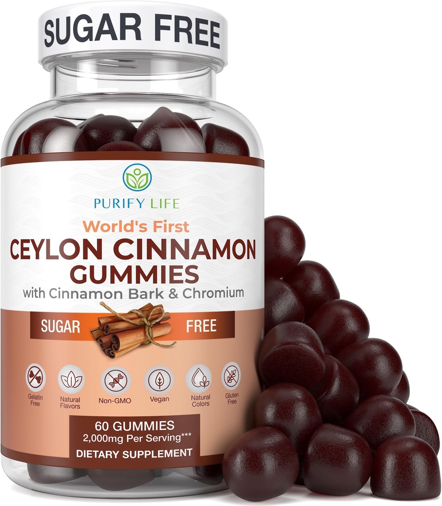 Supplément cannelle Ceylan sans sucre pour la santé du cerveau, végétalien, sans gluten, remplacer les capsules cannelle Ceylan, pilules, poudre, extrait (60 Chews)