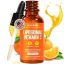 Vitamine Liposomique C Liquide 6000mg – Supplément liquide haute absorption C pour le soutien immunitaire, antioxydant et santé de la peau – Non-OGM, végétalien, formule douce – 2 fl oz