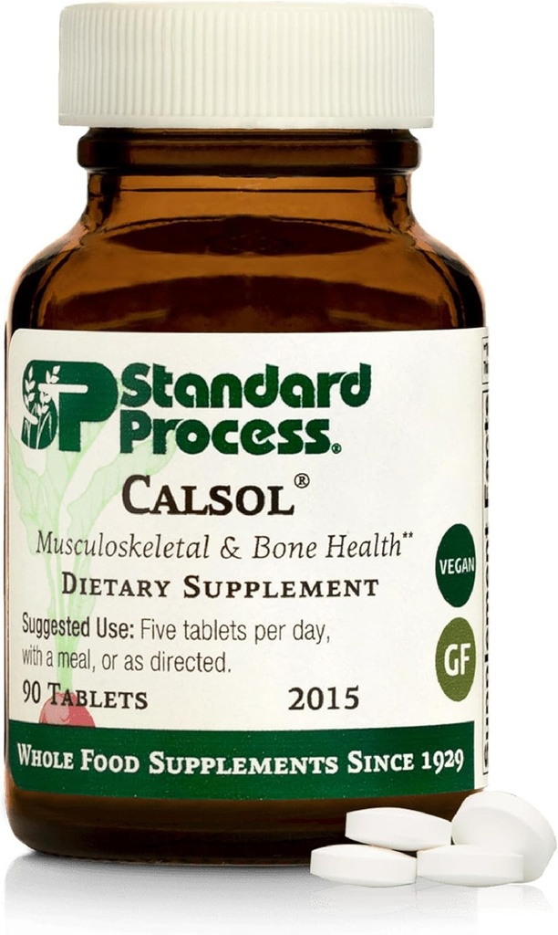 Calsol de procédé standard - Supplément santé musculo-squelettique et osseuse - Supplément nutrition du squelette avec calcium et phosphore - Aides Système nerveux et tissu mou - Vegan & sans gluten - 90 comprimés