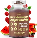 Pure Himalayan Shilajit Gummies 1500mg - 90 Végétaux, sans sucre Gummies avec 85+ Trace Minerals & Fulvic Acid, Supplément Shilajit non-OGM pour hommes et femmes