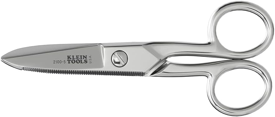 Klein Tools 2100-5 Ciseaux électriques, fabriqués aux États-Unis, Ciseaux compacts de 5,25 pouces pour la coupe de poids lourds et le travail à basse tension, multi-usages