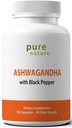 PureNature Ashwagandha avec extrait de poivre noir 60 capsules de légumes