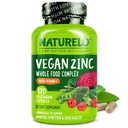 NATURELO Vegan Zinc Immune Support Capsules - Whole Food Complex with Vitamin C for Healthy Skin, Hair, and Nails - 120 Capsules
