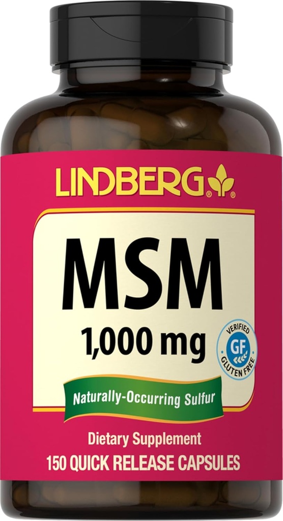 Lindberg MSM Capsules 1000mg de 150 pilules Supplément pour les femmes et les hommes