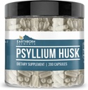 Éléments terriens Psyllium Husk 200 Capsules, pures et non diluées, sans additifs