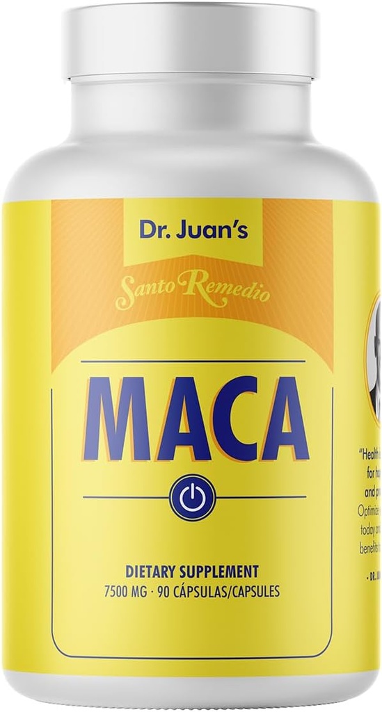 Santo Remedio Maca, Helps Support Healthy Energy Levels, Dietary Supplement, 750 mg per Serving, Vegetarian, No Artificial Flavors, No Artificial Colors, 90 Capsules, 90 Doses