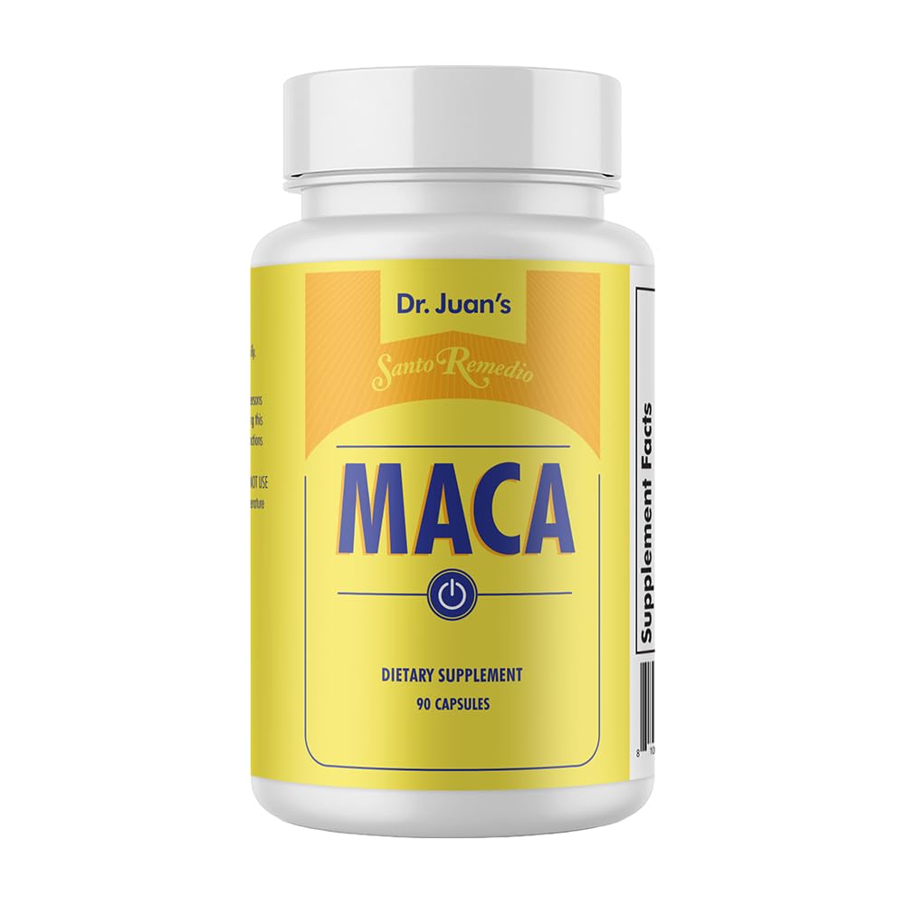 Santo Remedio Maca, aide à soutenir les niveaux d'énergie saine, supplément alimentaire, 750 mg par portion, végétarien, pas d'arôme artificiel, pas de couleurs artificielles, 90 capsules, 90 doses