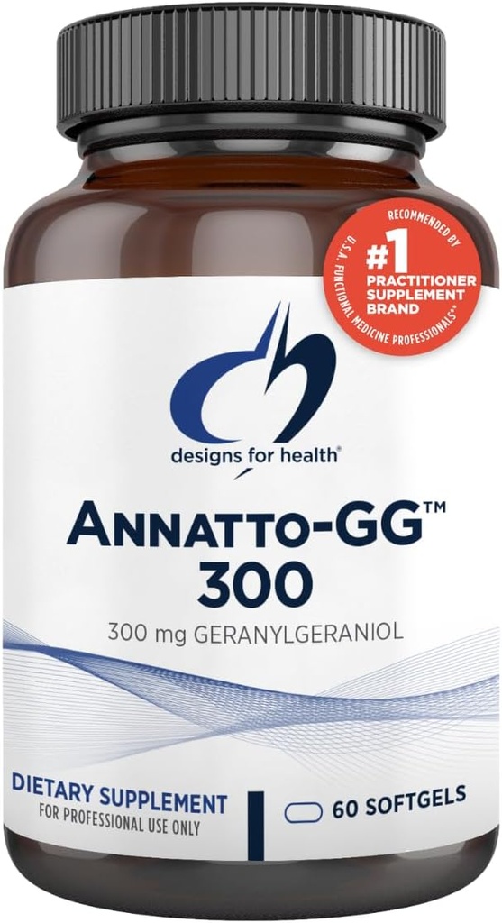 Conceptions pour la santé Annatto-GG 300 - Supplément GG de Geranylgeraniol de Annatto Seeds - soutient le vieillissement en santé, la santé osseuse, la santé musculaire, l'énergie cellulaire et la production de Coenzyme Q10 (60 Softgels)