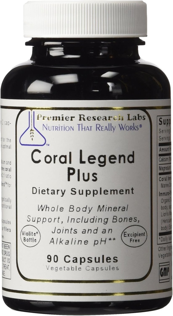 Coral Legend Plus, 90 Capsules - Formule de support du pH pour le support minéral du corps entier, y compris les os, les articulations, les dents et un pH alcalin