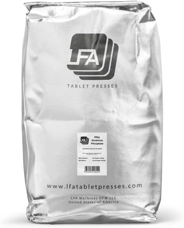 Phosphate de dicalcium Poudre de DCP anhydre - 25 kg (55 lb) - Excipient anti-découpage des aliments et de remplissage supplémentaire - Glidant de flux de comprimés et de capsules