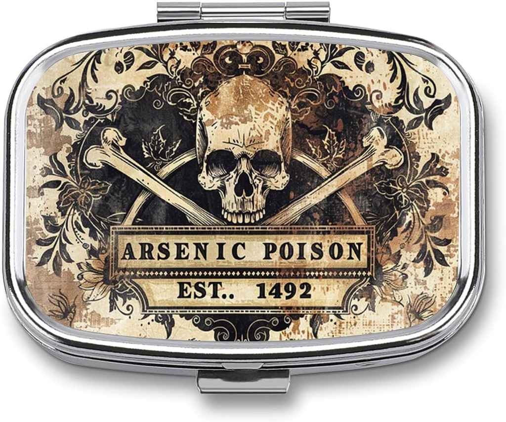 Metal 2 Compartiment Pill Organizer Travel Friendly Portable Compact Pill Box Cute Pill Case pour tenir les vitamines, l'huile de poisson, les suppléments, les médicaments, la tablette pour la chasse, la poche. (1492.)