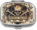 Metal 2 Compartiment Pill Organizer Travel Friendly Portable Compact Pill Box Cute Pill Case pour tenir les vitamines, l'huile de poisson, les suppléments, les médicaments, la tablette pour la chasse, la poche. (1492.)