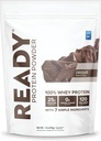 Poudre de protéines Ready® – 25g Protéine de lactosérum, 120 calories, 0g Sucre ajouté – 7 ingrédients simples – Pas d'additifs artificiels – Sans gluten, propre et naturel – Chocolat (1 Pound Bag)
