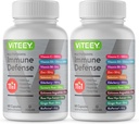 VITEEY 11 en 1 Supplément de soutien immunitaire - Immune Defense with Vitamine D3, B6, Echinacea, Turmeric, Rose-HIPS, Sélénium, BioPerine, Ginger, Elderberry Vitamine C and Zinc - 120 Compte