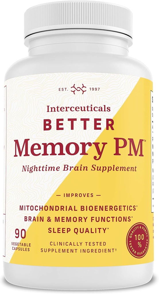 Meilleure mémoire PM Nighttime Cerveau Supplément favorise la bioénergétique mitochondriale; Cerveau et fonctions de mémoire; Qualité du sommeil