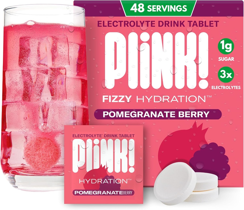 Un lien ! Comprimés électrolytiques pour adultes et enfants – Berry de grenade, 48ct – Hydratation quotidienne amicale familiale – Sucre faible, végétalien, kéto, non-OGM