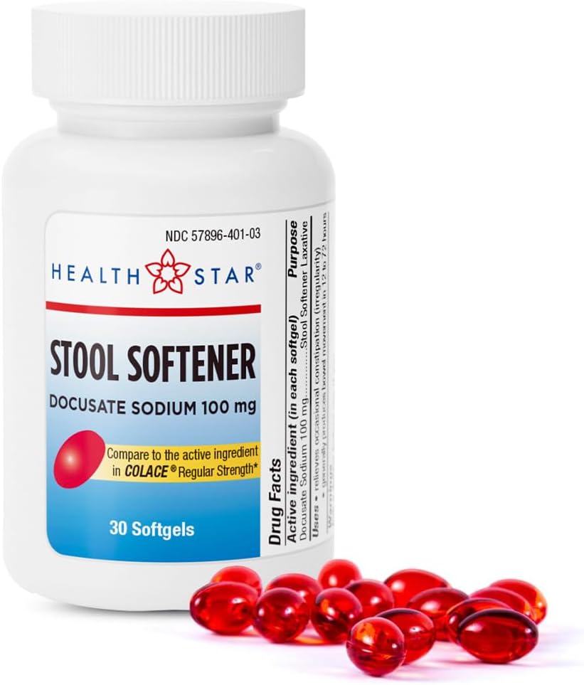 GeriCare Tabouret Adoucisseur Docusate de sodium 100 mg, laxatif, 30 Compte (paquet de 1)